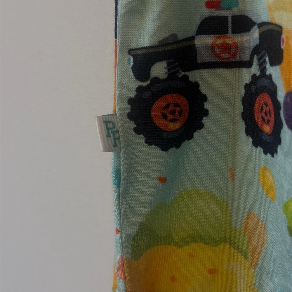 Posh Peanut Pastel Blue Monster Truck Ice Cream Henley Romper - Picture 9 of 9